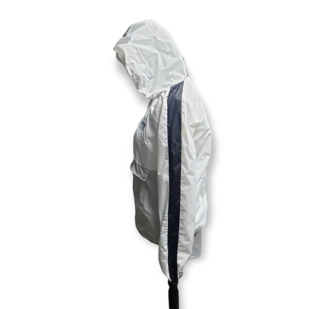 Victoria Secret PINK White / Gray Hooded Windbreaker Jacket Kangaroo Pocket - Picture 3 of 12